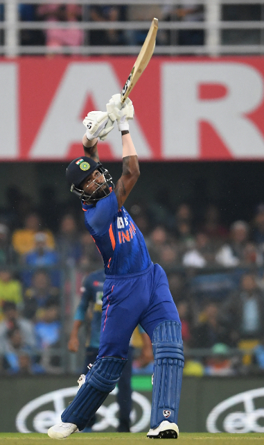 Hardik Pandya launched the ball over the boundary line